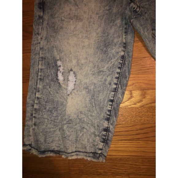 Encrypted Handcrafted Ice Wash Distressed Denim Shorts Size 38 - Picture 10 of 16